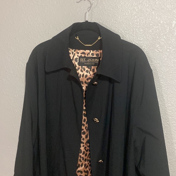St John Black Trench Coat Size Large - Picture 2 of 10